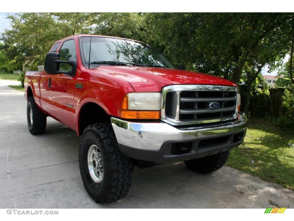 2000 F250 Super Duty Lariat Extended Cab 4x4 - Red / Medium Parchment photo #15