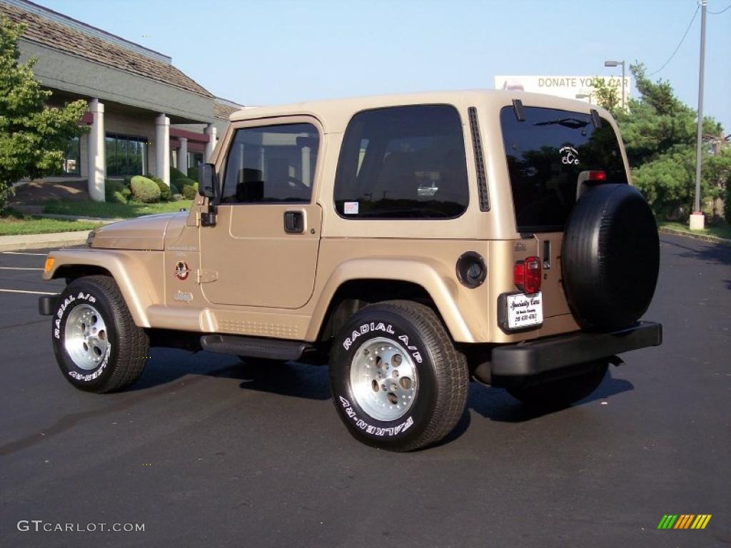 1999 Wrangler Sahara 4x4 - Desert Sand Pearlcoat / Camel/Dark Green photo #6
