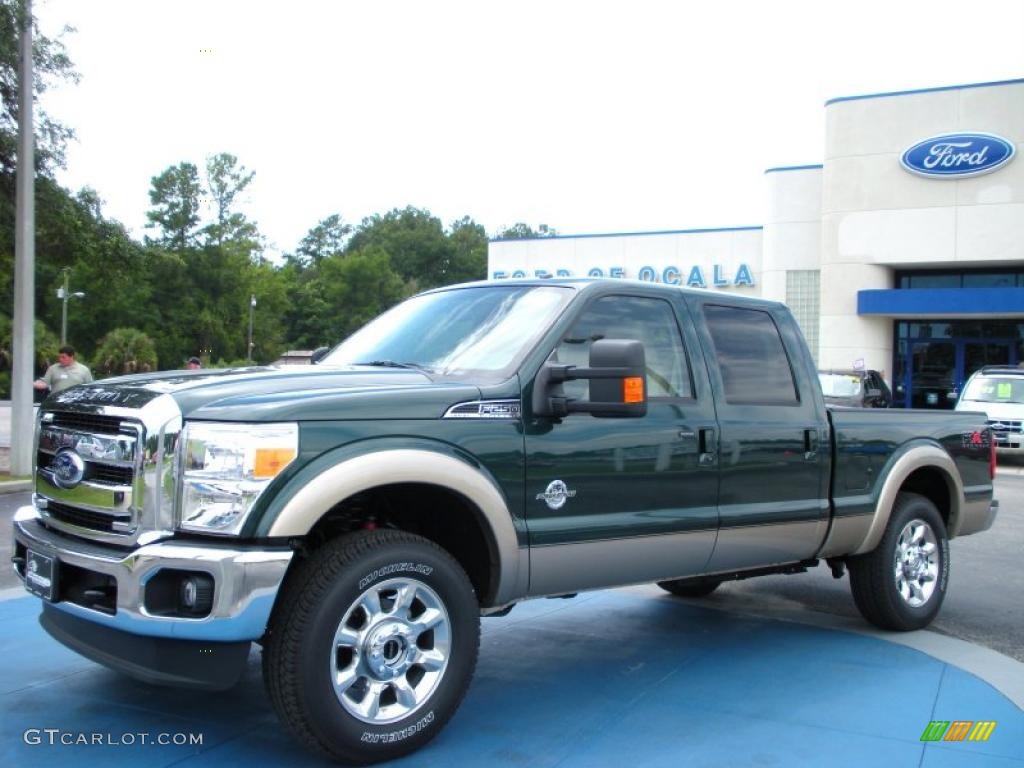 2011 F250 Super Duty Lariat Crew Cab 4x4 - Forest Green Metallic / Adobe Two Tone Leather photo #1