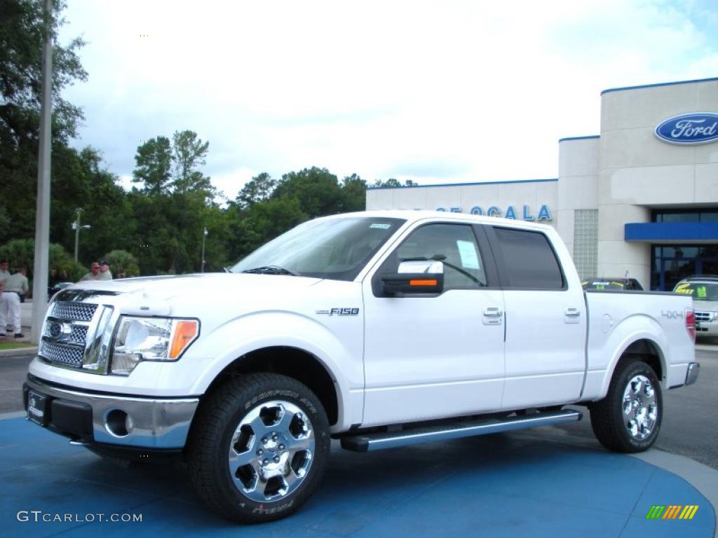 2010 F150 Lariat SuperCrew 4x4 - White Platinum Metallic Tri Coat / Tan photo #1