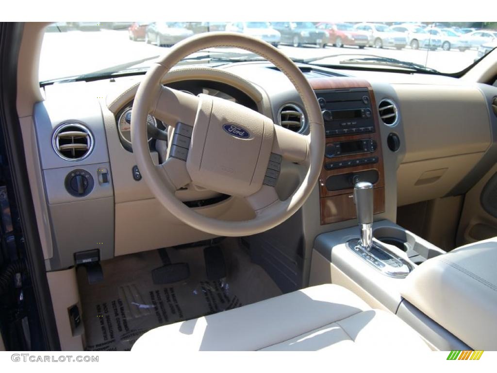 2004 F150 Lariat SuperCab - Medium Wedgewood Blue Metallic / Tan photo #3