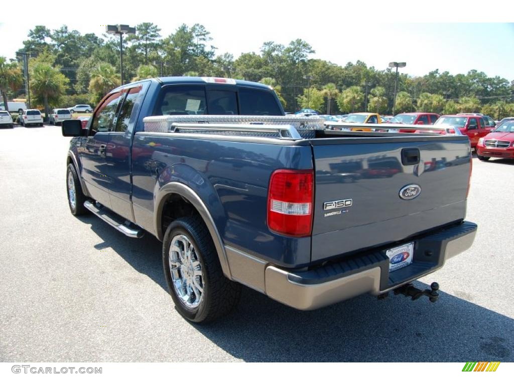 2004 F150 Lariat SuperCab - Medium Wedgewood Blue Metallic / Tan photo #16