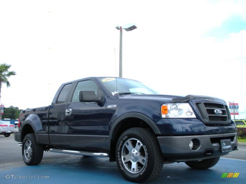 2007 F150 FX4 SuperCab 4x4 - Dark Blue Pearl Metallic / Medium Flint photo #7