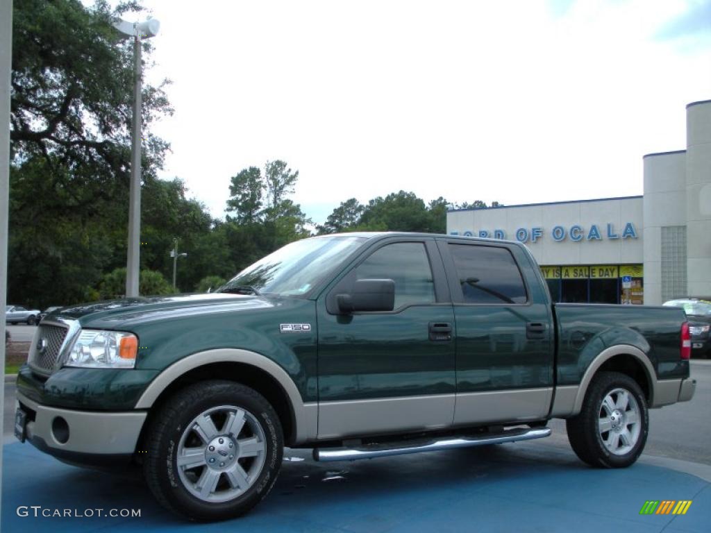 2008 F150 Lariat SuperCrew - Forest Green Metallic / Tan photo #1