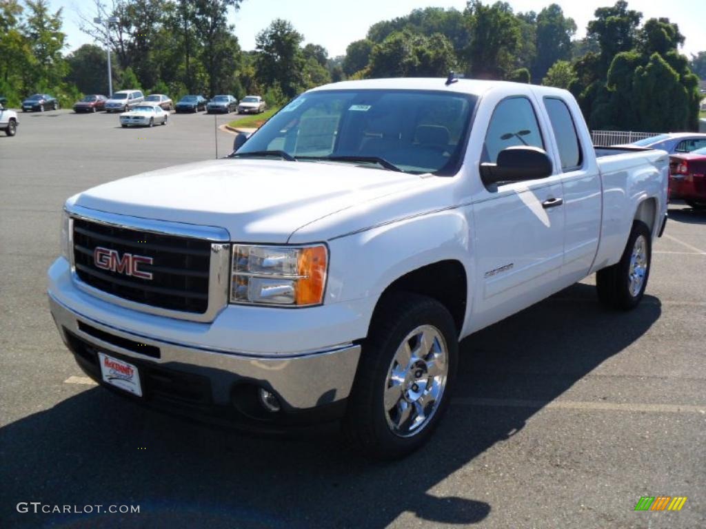 2011 Sierra 1500 SLE Extended Cab - Summit White / Dark Titanium photo #1