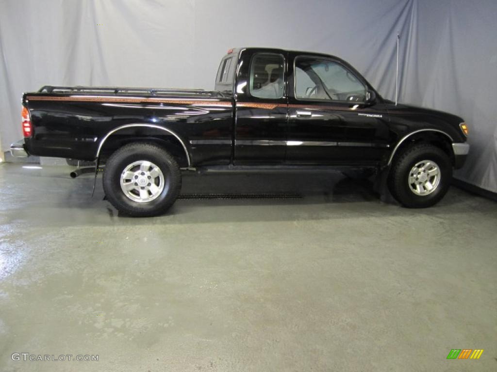 1995 Tacoma V6 Extended Cab 4x4 - Satin Black Metallic / Gray photo #3