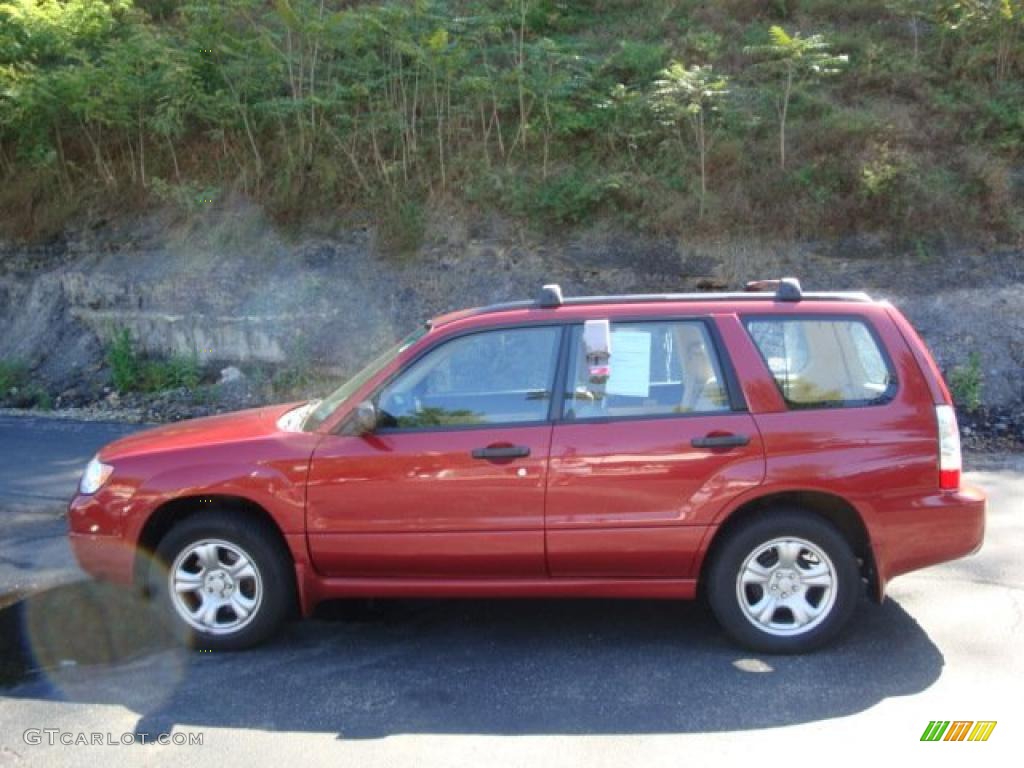 2006 Forester 2.5 X - Garnet Red Pearl / Desert Beige photo #1