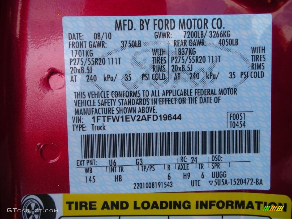 2010 F150 Lariat SuperCrew 4x4 - Red Candy Metallic / Black photo #13