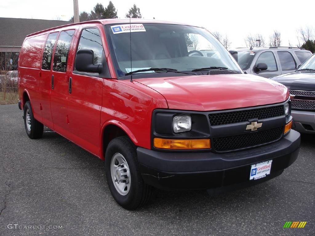 2008 Express EXT 3500 Cargo Van - Victory Red / Medium Pewter photo #2