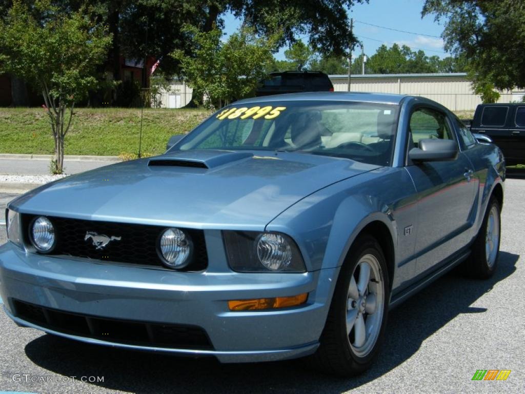 2007 Mustang GT Premium Coupe - Windveil Blue Metallic / Medium Parchment photo #1