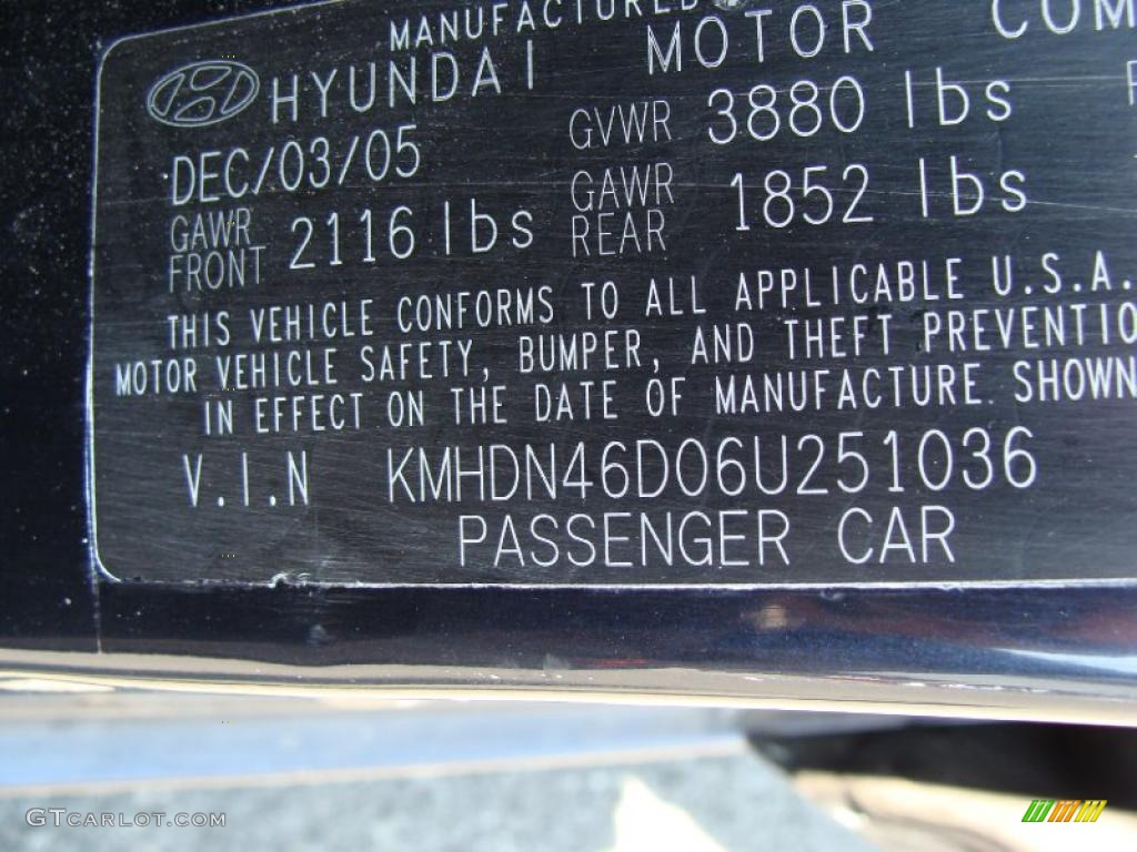 2006 Elantra GLS Sedan - Moonlit Dark Blue / Beige photo #19