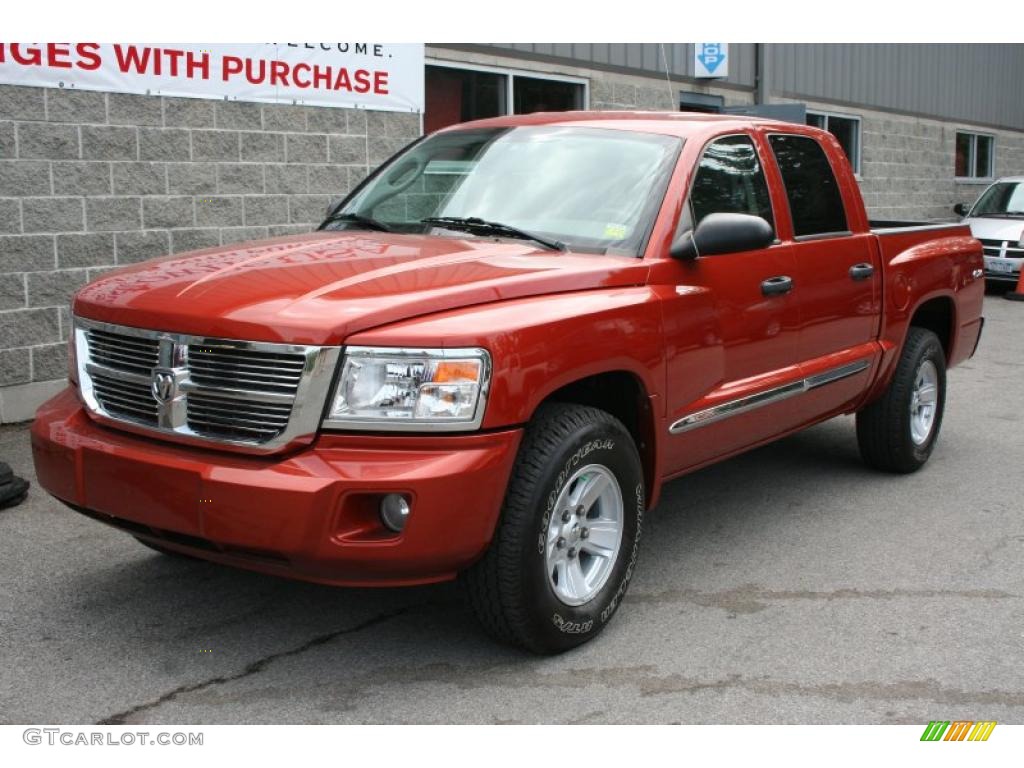 2008 Dakota Laramie Crew Cab 4x4 - Sunburst Orange Pearl / Dark Slate Gray/Medium Slate Gray photo #1