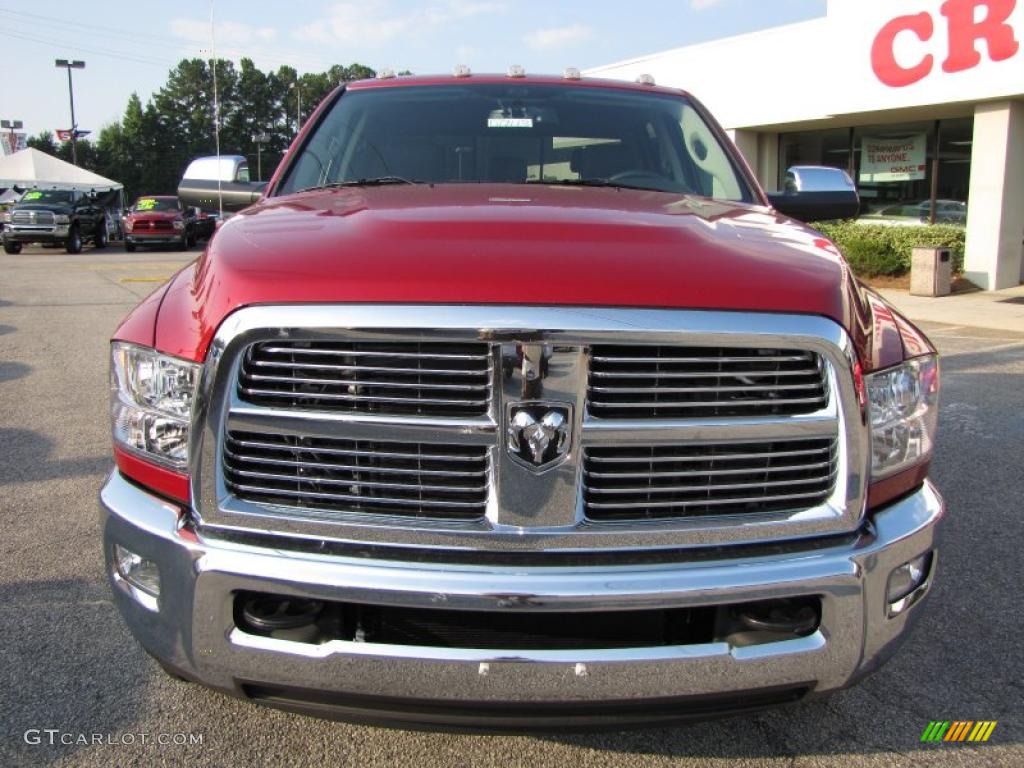 2010 Ram 3500 Laramie Crew Cab 4x4 Dually - Inferno Red Crystal Pearl / Dark Slate photo #2