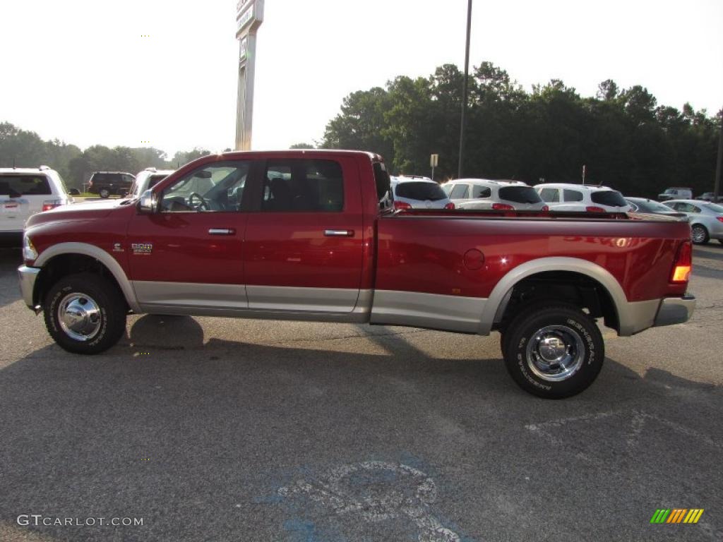 2010 Ram 3500 Laramie Crew Cab 4x4 Dually - Inferno Red Crystal Pearl / Dark Slate photo #4