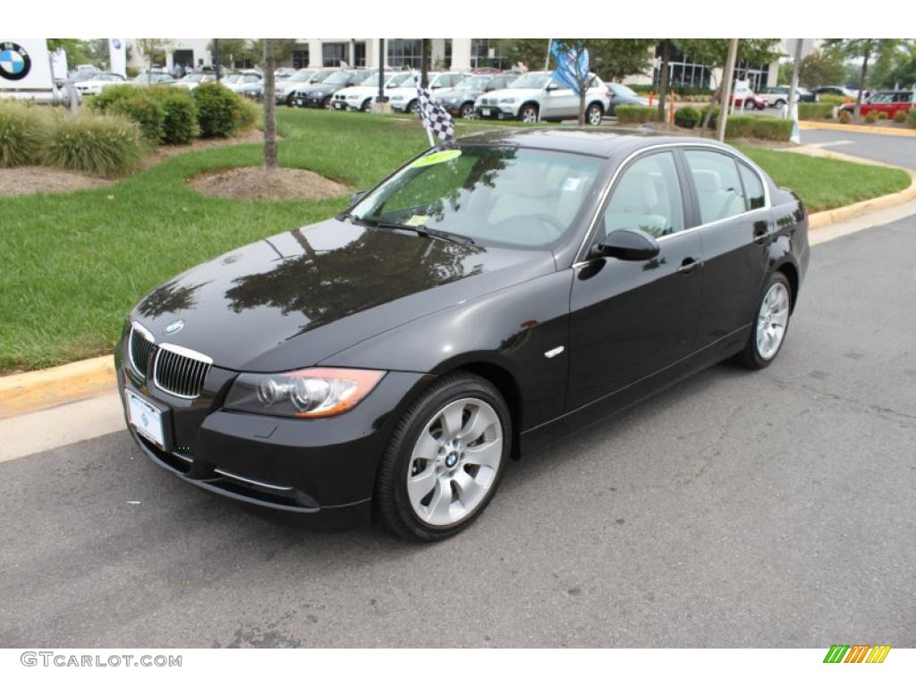 2007 3 Series 335xi Sedan - Jet Black / Cream Beige Dakota Leather photo #2