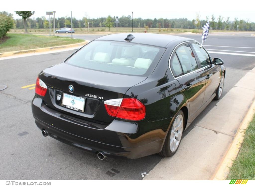 2007 3 Series 335xi Sedan - Jet Black / Cream Beige Dakota Leather photo #6