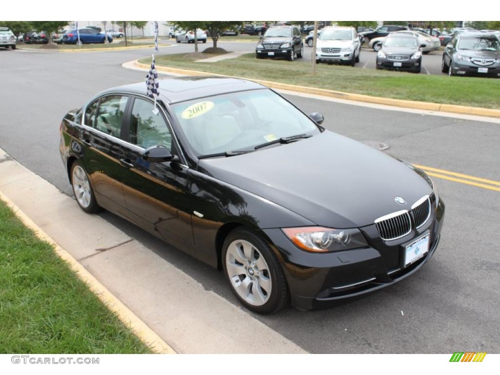 2007 3 Series 335xi Sedan - Jet Black / Cream Beige Dakota Leather photo #8