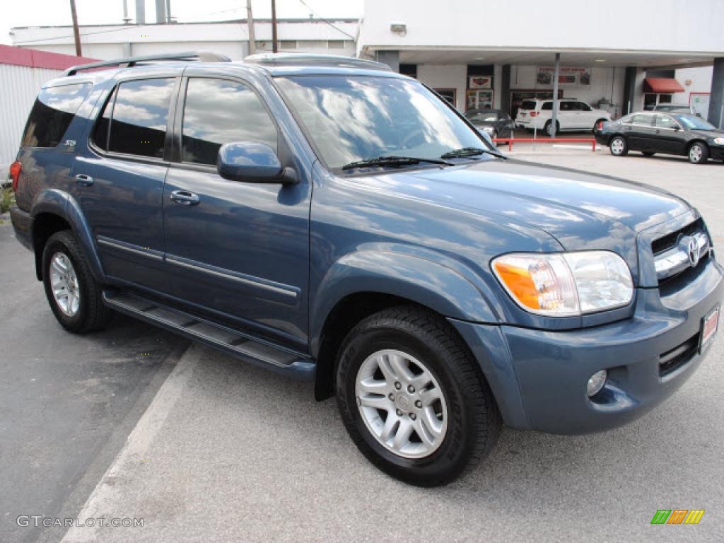 2005 Sequoia SR5 - Blue Steel Metallic / Taupe photo #3