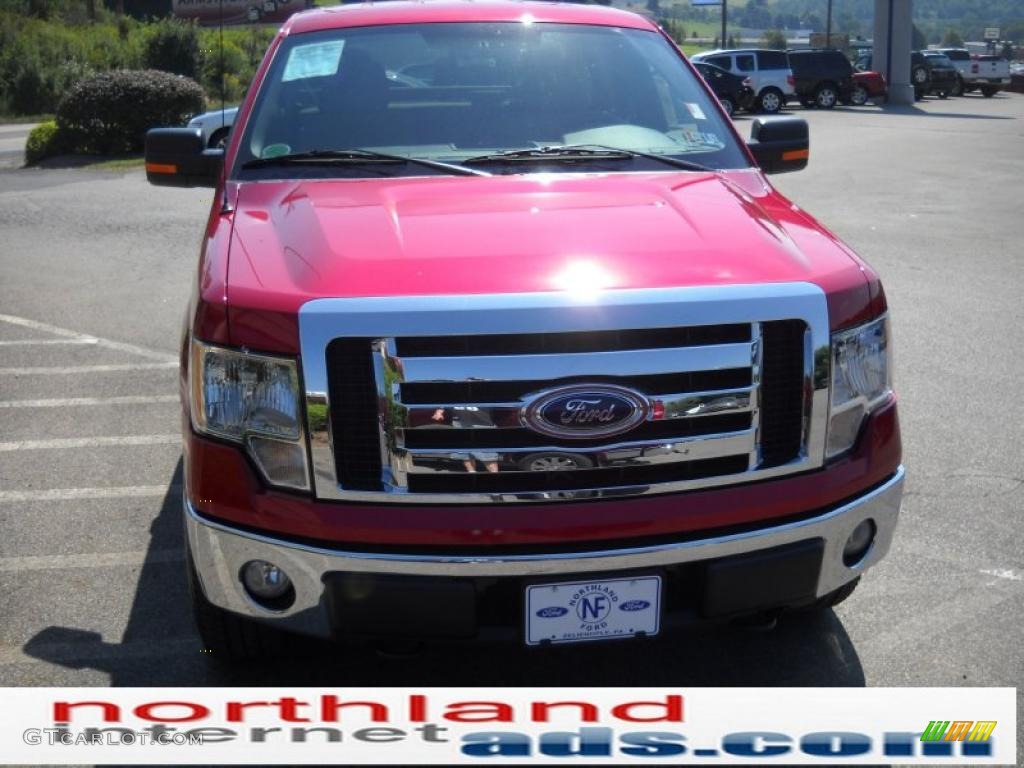 2010 F150 XLT SuperCab 4x4 - Red Candy Metallic / Medium Stone photo #3