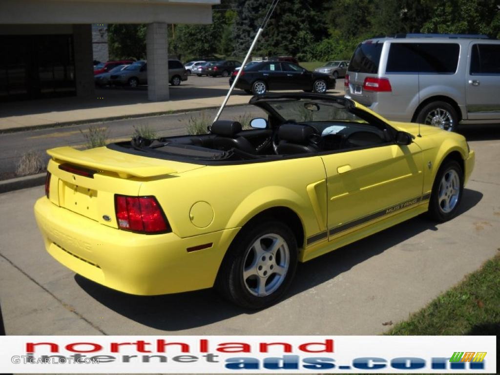 2002 Mustang V6 Convertible - Zinc Yellow / Dark Charcoal photo #2