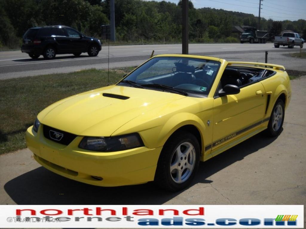 2002 Mustang V6 Convertible - Zinc Yellow / Dark Charcoal photo #14
