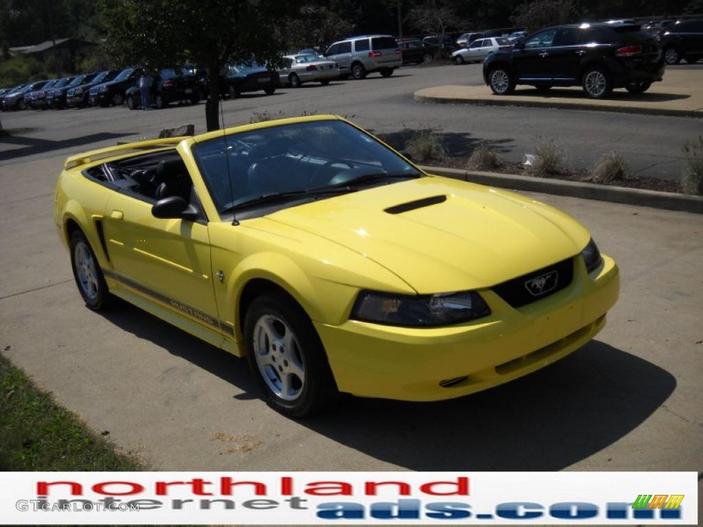 2002 Mustang V6 Convertible - Zinc Yellow / Dark Charcoal photo #16