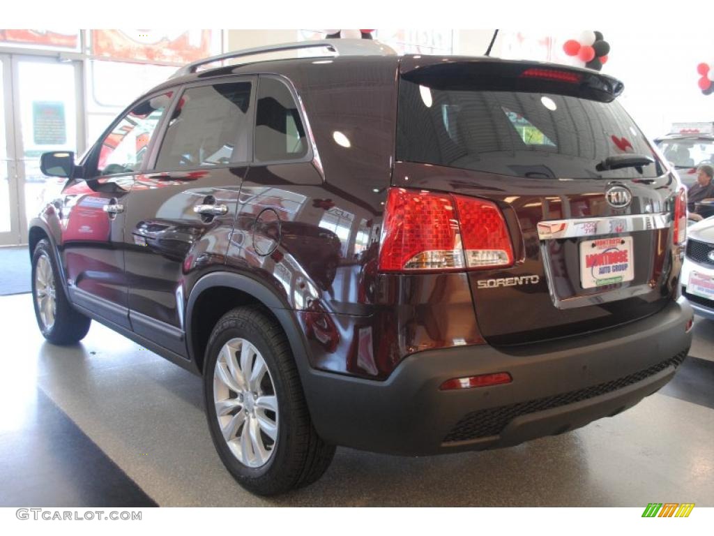 2011 Sorento EX V6 AWD - Dark Cherry / Beige photo #4