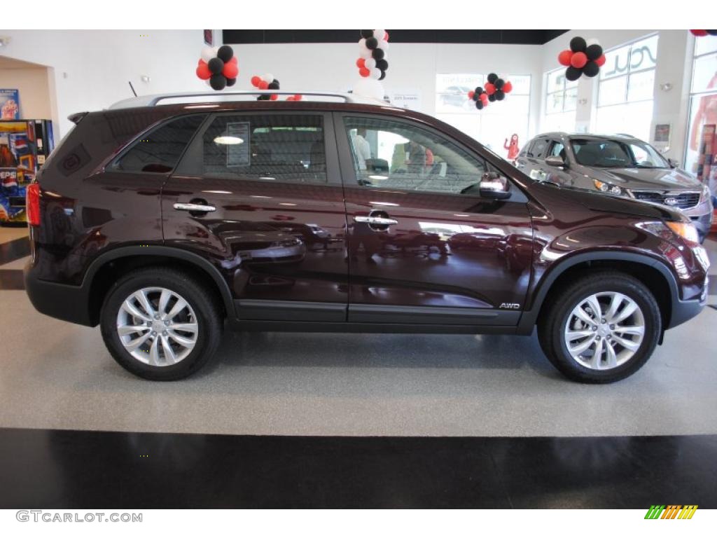 2011 Sorento EX V6 AWD - Dark Cherry / Beige photo #8