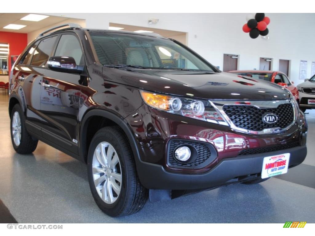 2011 Sorento EX V6 AWD - Dark Cherry / Beige photo #9