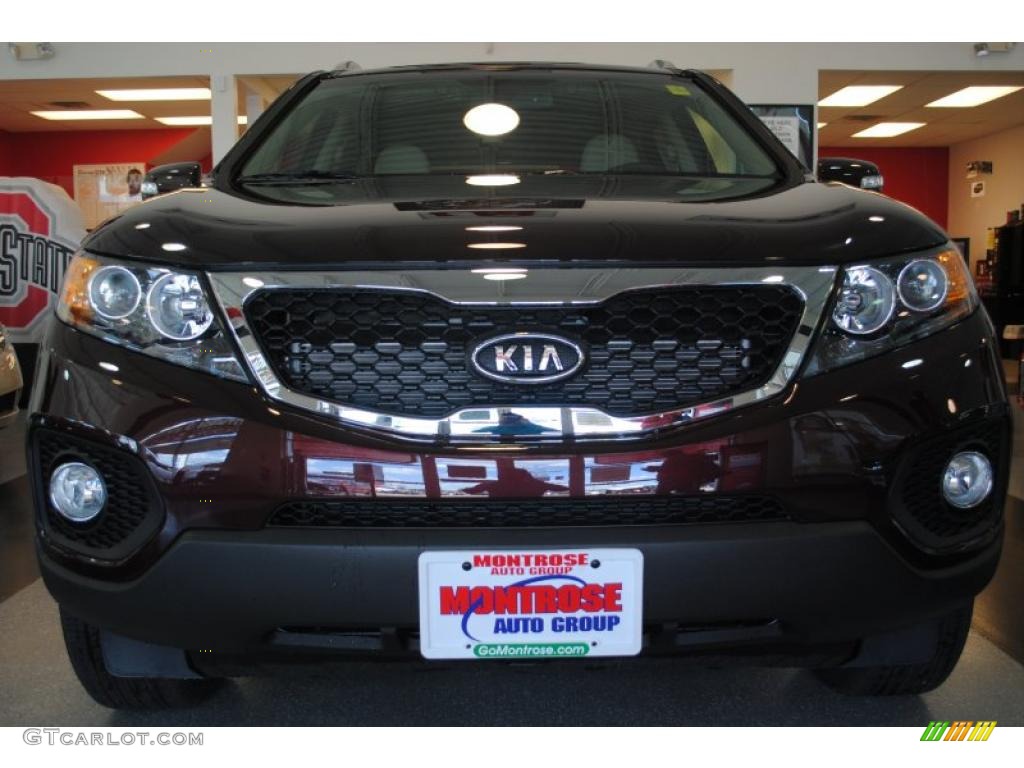 2011 Sorento EX V6 AWD - Dark Cherry / Beige photo #11