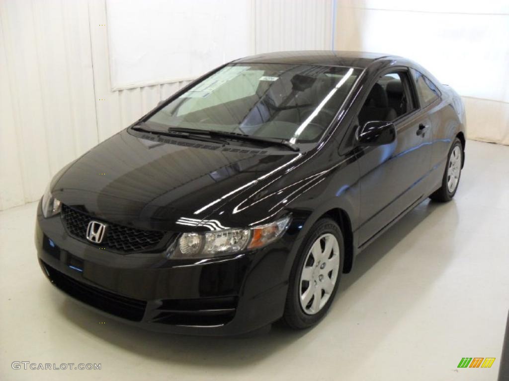 2010 Civic LX Coupe - Crystal Black Pearl / Beige photo #1