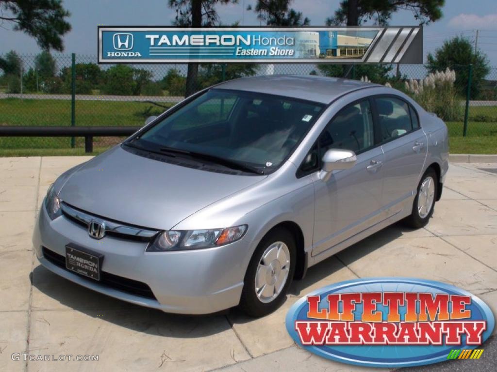 2007 Civic Hybrid Sedan - Alabaster Silver Metallic / Blue photo #1