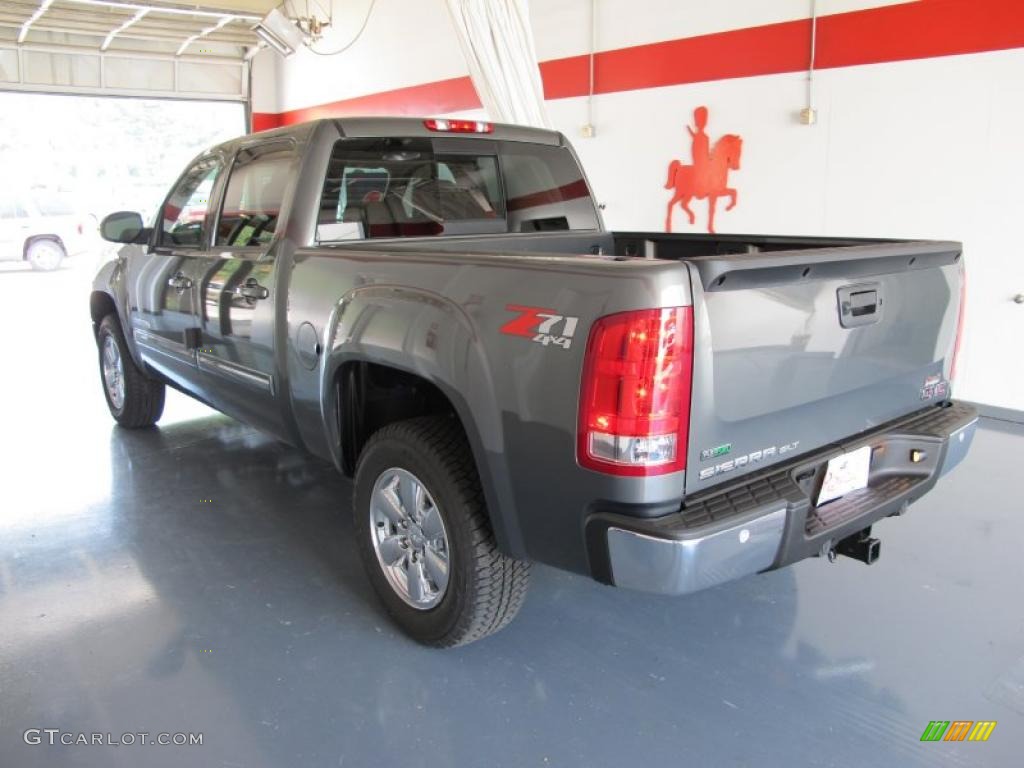 2011 Sierra 1500 SLT Crew Cab 4x4 - Gray Green Metallic / Very Dark Cashmere/Light Cashmere photo #2