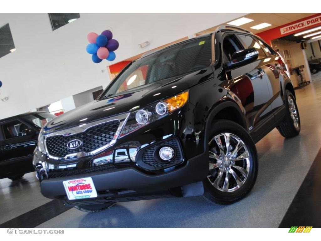 2011 Sorento EX V6 AWD - Ebony Black / Black photo #2