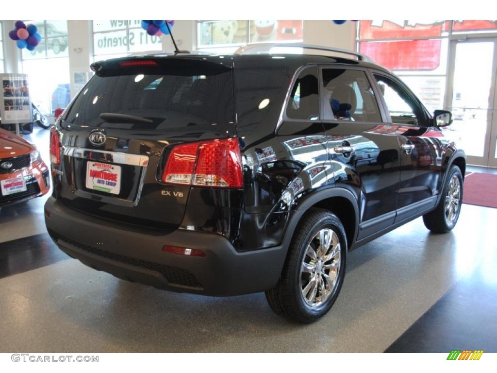 2011 Sorento EX V6 AWD - Ebony Black / Black photo #8