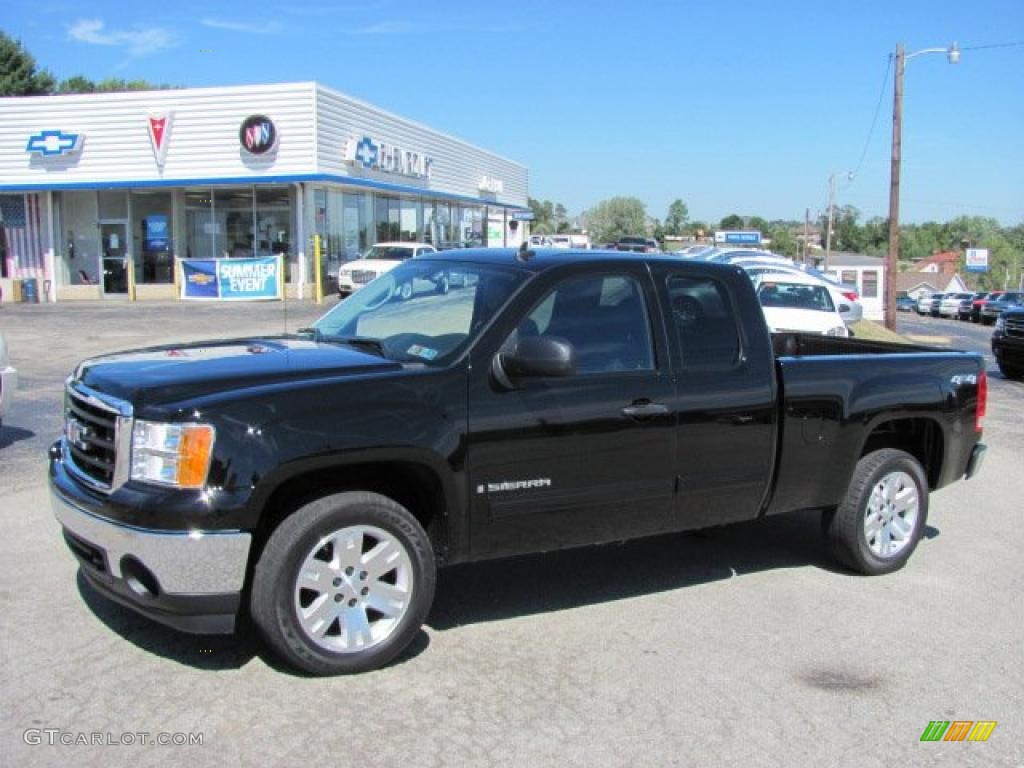 2008 Sierra 1500 SLE Extended Cab 4x4 - Onyx Black / Ebony photo #1