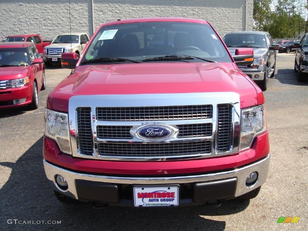 2010 F150 Lariat SuperCrew 4x4 - Red Candy Metallic / Black photo #8