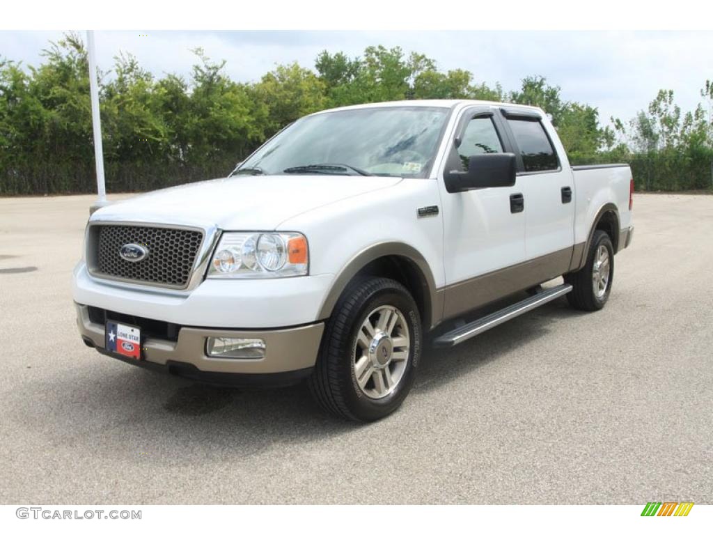 2005 F150 Lariat SuperCrew - Oxford White / Tan photo #8