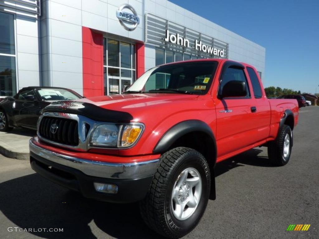 2004 Tacoma V6 TRD Xtracab 4x4 - Radiant Red / Oak photo #1