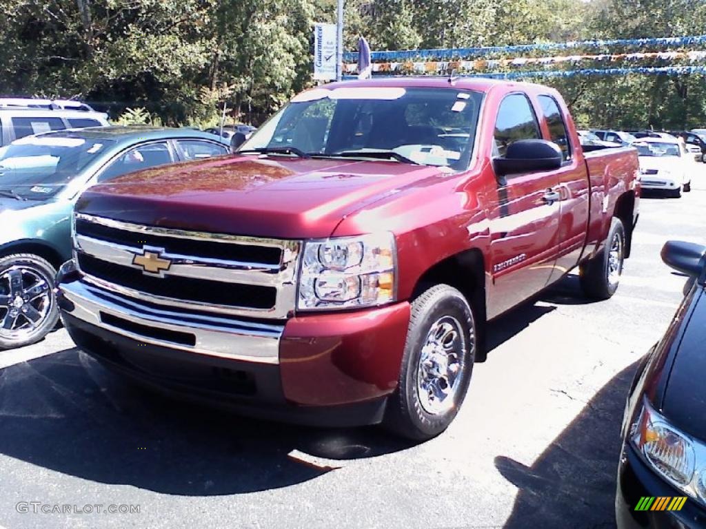 2009 Silverado 1500 LS Extended Cab - Deep Ruby Red Metallic / Dark Titanium photo #1