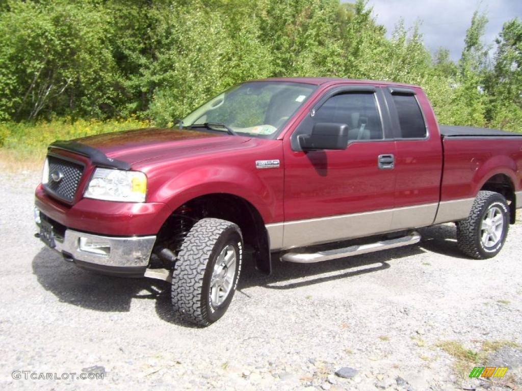 2005 F150 XLT SuperCab 4x4 - Dark Toreador Red Metallic / Tan photo #1