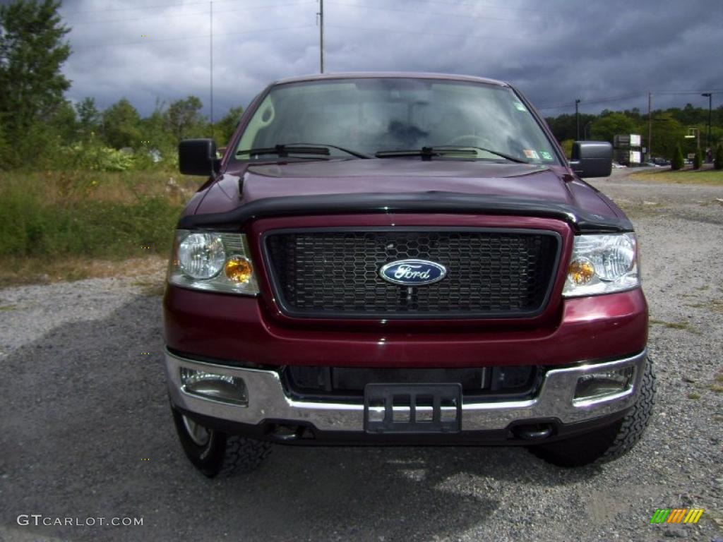 2005 F150 XLT SuperCab 4x4 - Dark Toreador Red Metallic / Tan photo #2