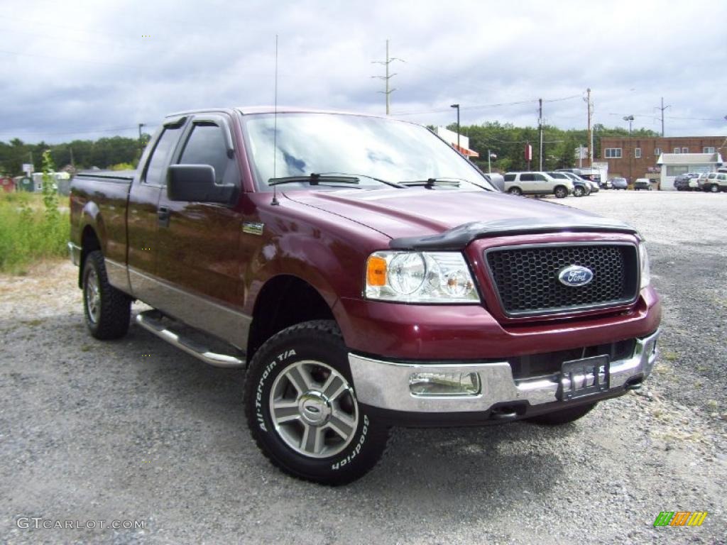 2005 F150 XLT SuperCab 4x4 - Dark Toreador Red Metallic / Tan photo #3