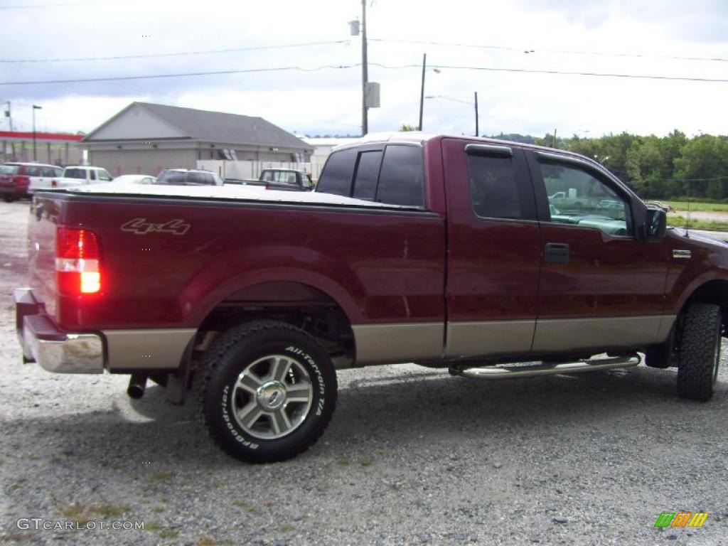 2005 F150 XLT SuperCab 4x4 - Dark Toreador Red Metallic / Tan photo #4