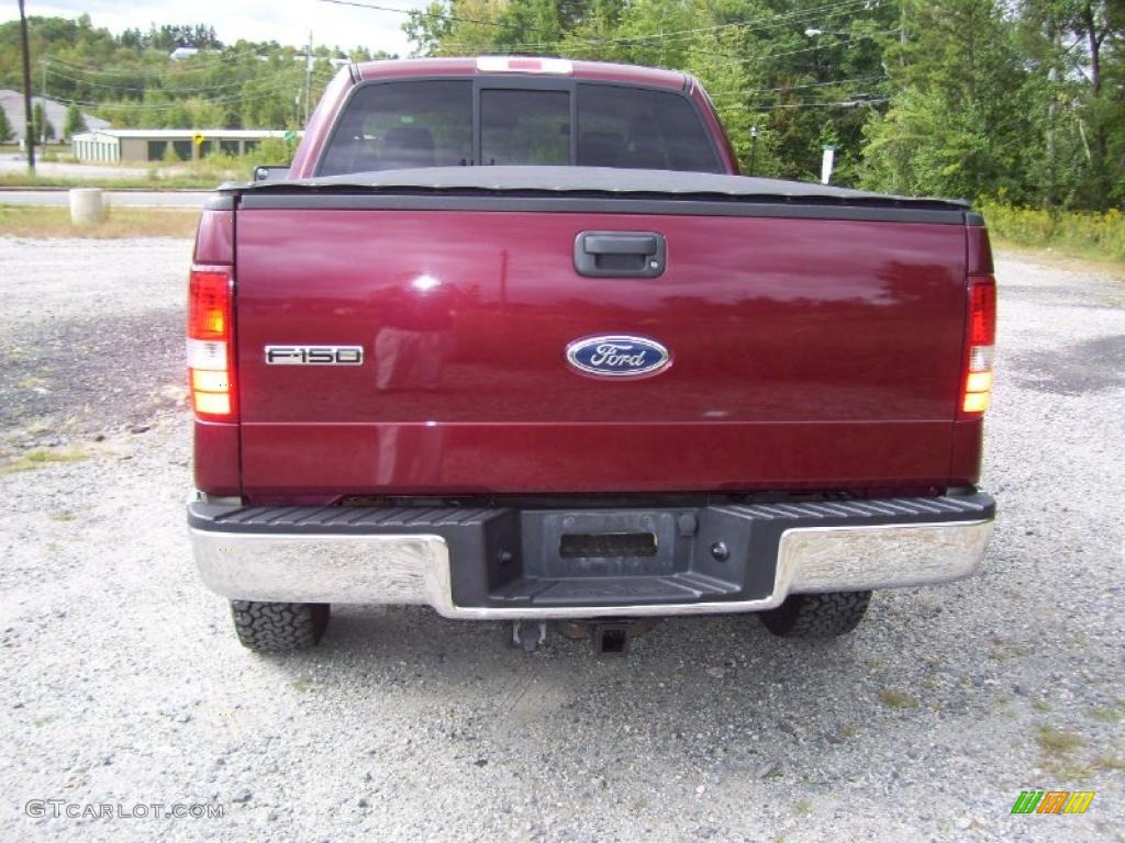2005 F150 XLT SuperCab 4x4 - Dark Toreador Red Metallic / Tan photo #6