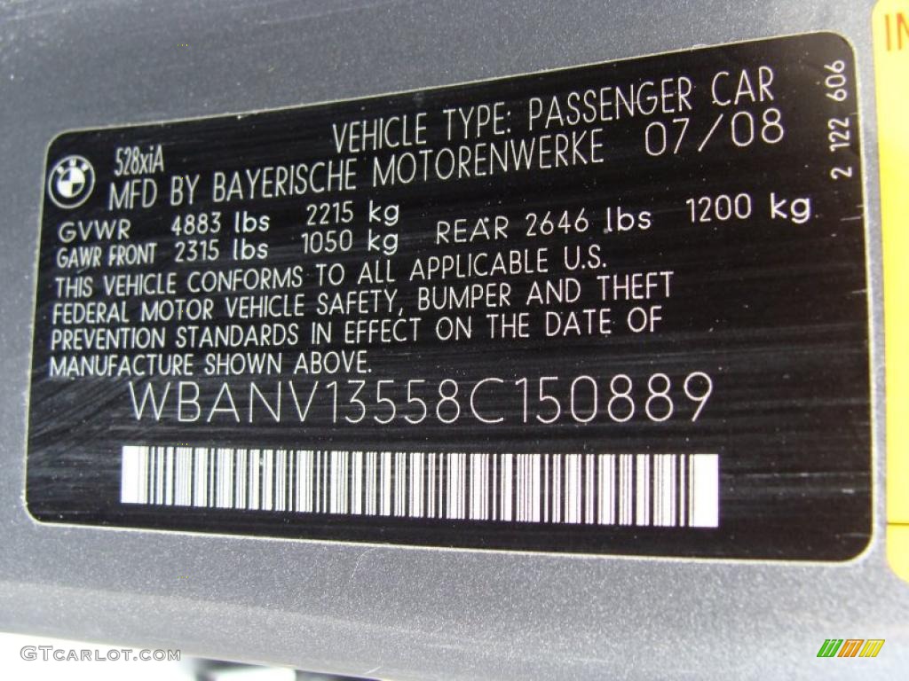 2008 5 Series 528xi Sedan - Space Grey Metallic / Black photo #21