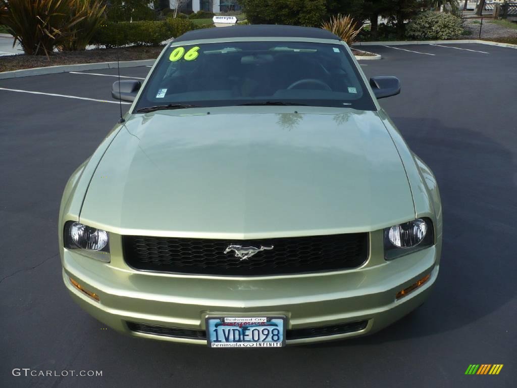2006 Mustang V6 Deluxe Convertible - Legend Lime Metallic / Light Graphite photo #2