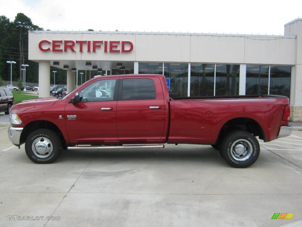 2010 Ram 3500 Big Horn Edition Crew Cab 4x4 Dually - Inferno Red Crystal Pearl / Light Pebble Beige/Bark Brown photo #2