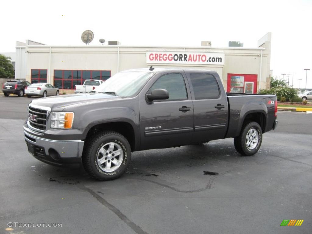 2010 Sierra 1500 SLE Crew Cab 4x4 - Storm Gray Metallic / Ebony photo #1