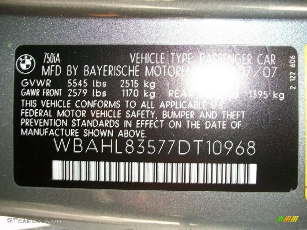 2007 7 Series 750i Sedan - Sterling Grey Metallic / Black photo #33